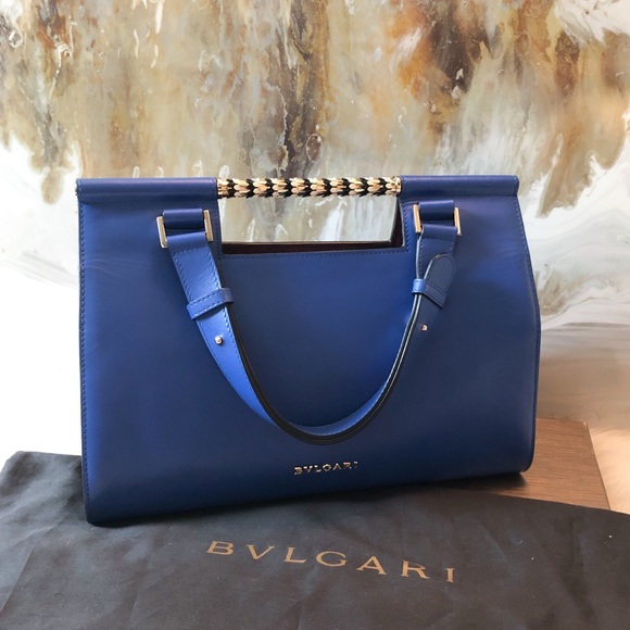 Bvlgari Bulgari Blue Two Tone Scaglie Handle Bag - Picture 4 of 8